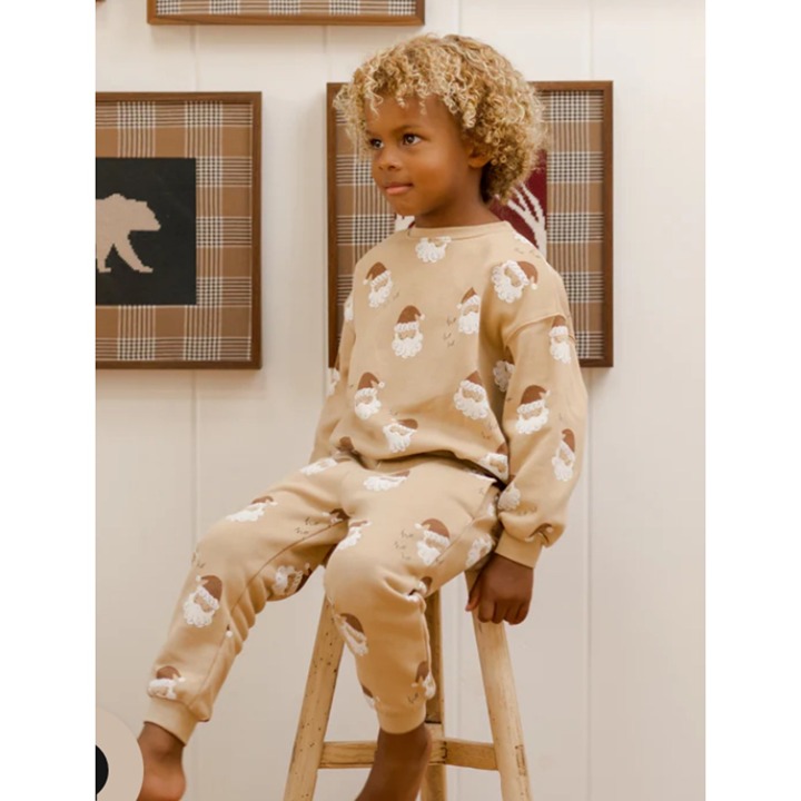 RARE NWT RYLEE CRU SET SWEATSHIRT AND Jogger Sweatpant Santa BROWN RED 8-9y