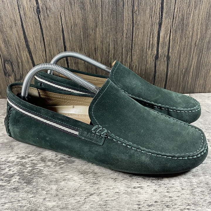 Bally Drupo Green Suede Driver Men’s Size US 8.5 Made in Italy
