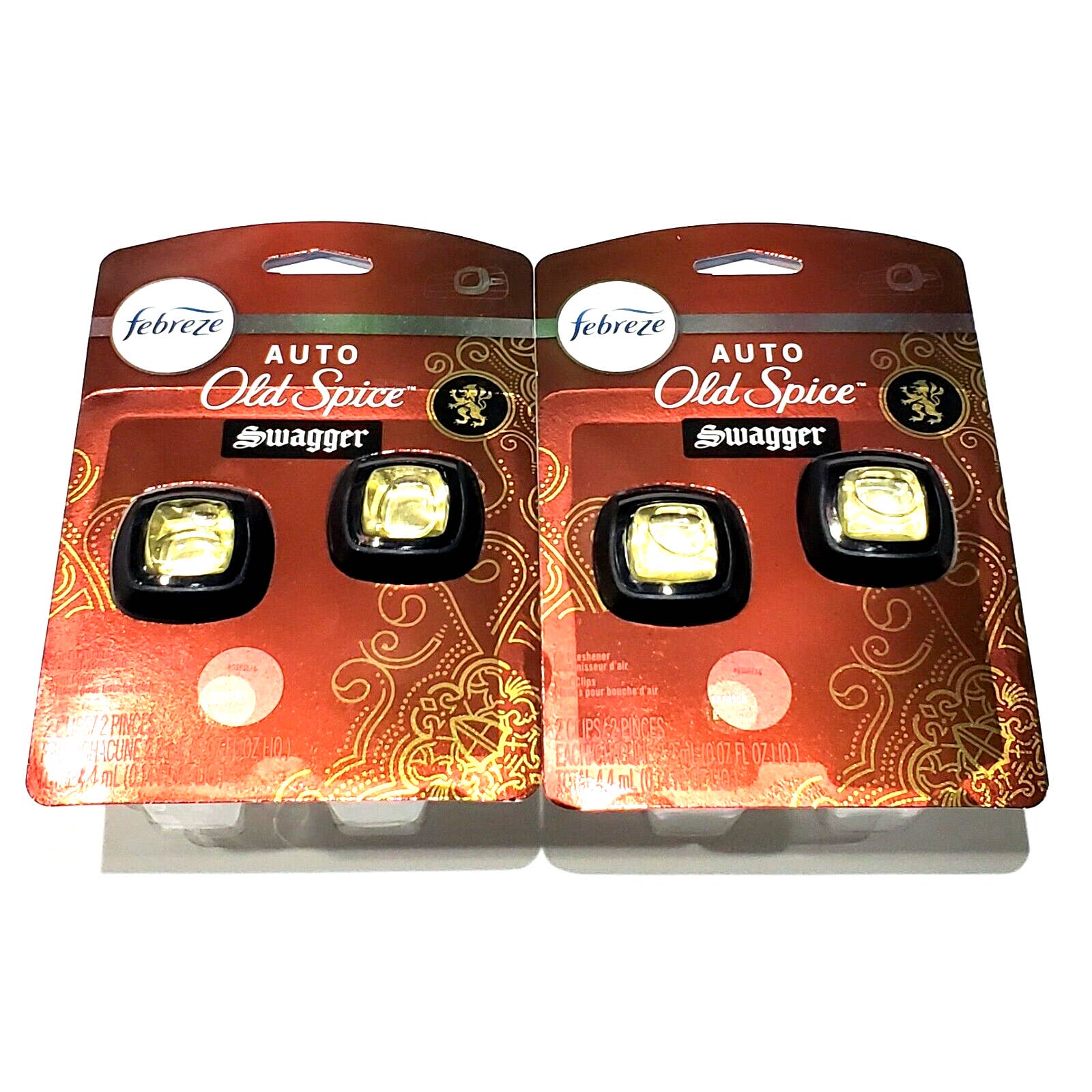 2 Packs Of 2 Febreze Auto Old Spice Swagger Air Freshener Vent Clips