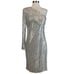 Vince Camuto Women's Cocktail Dress Size 8 Silver Sequined One Shoulder Sheath