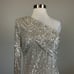 Vince Camuto Women's Cocktail Dress Size 8 Silver Sequined One Shoulder Sheath