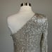 Vince Camuto Women's Cocktail Dress Size 8 Silver Sequined One Shoulder Sheath