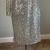 Vince Camuto Women's Cocktail Dress Size 8 Silver Sequined One Shoulder Sheath