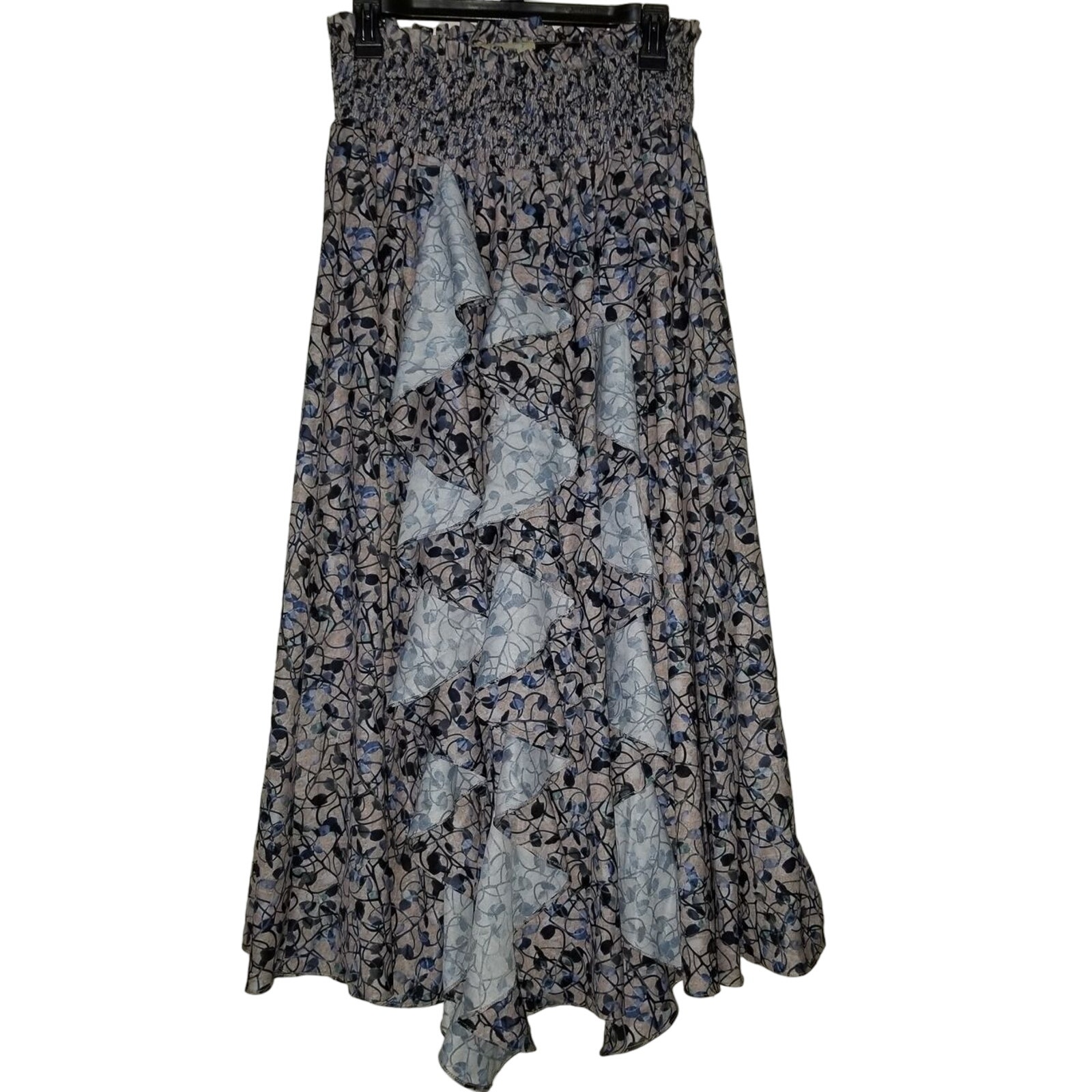 New Anthropologie Keshika Ruffled Midi Skirt Mynah's Reynu Taandon 178 SMALL