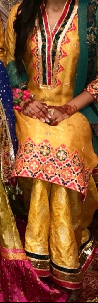 yellow 2 piece gharara outfit