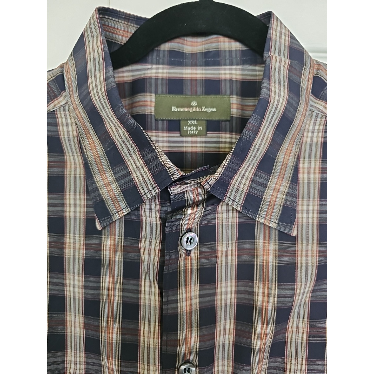 Ermenegildo Zegna Men's Button Down Long Sleeve Blue Red Khaki XXL