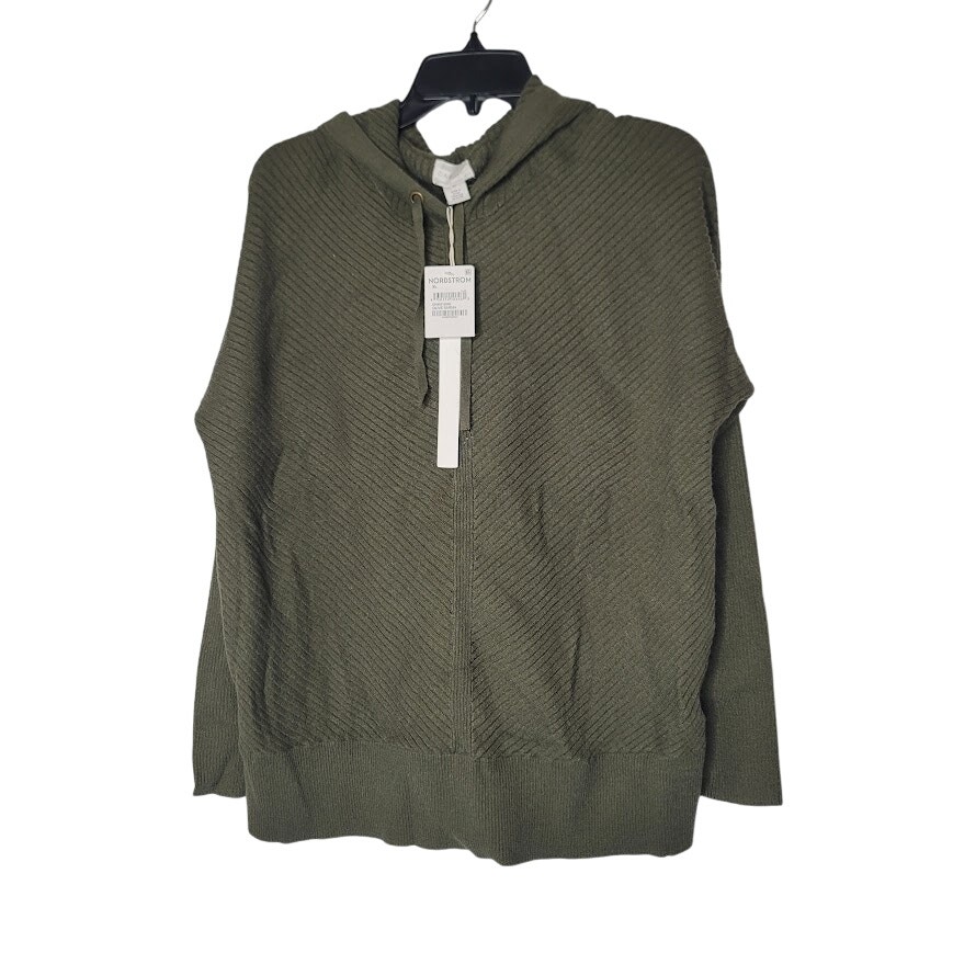 NEW Caslon Size XL Olive Sarma Green Hoodie Pullover Ribbed drawstring