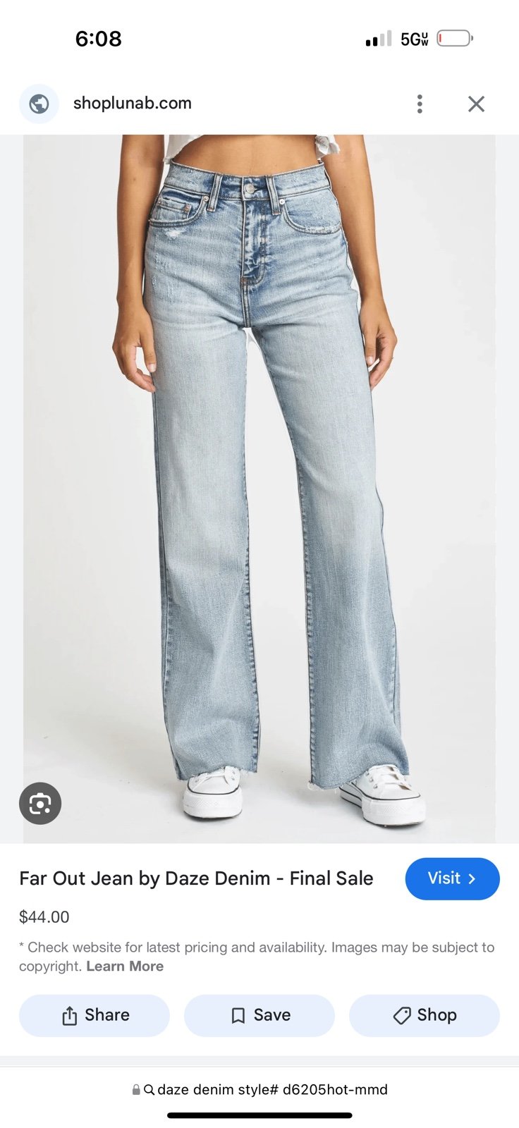 DAZE wide leg high rise denim size 30