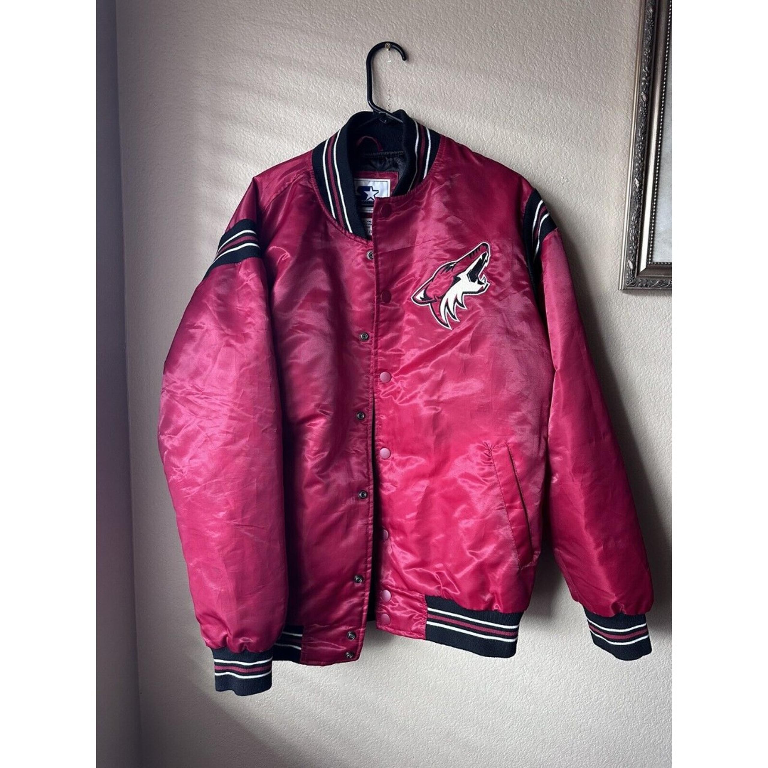 Arizona Coyotes NHL Starter Satin Snap Down Jacket Men’s Size Large