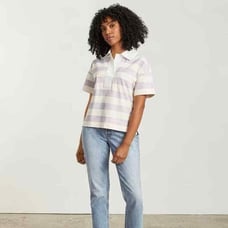 Everlane The Retro Jersey Polo Shirt Top Oversized Striped Organic Cotton Small