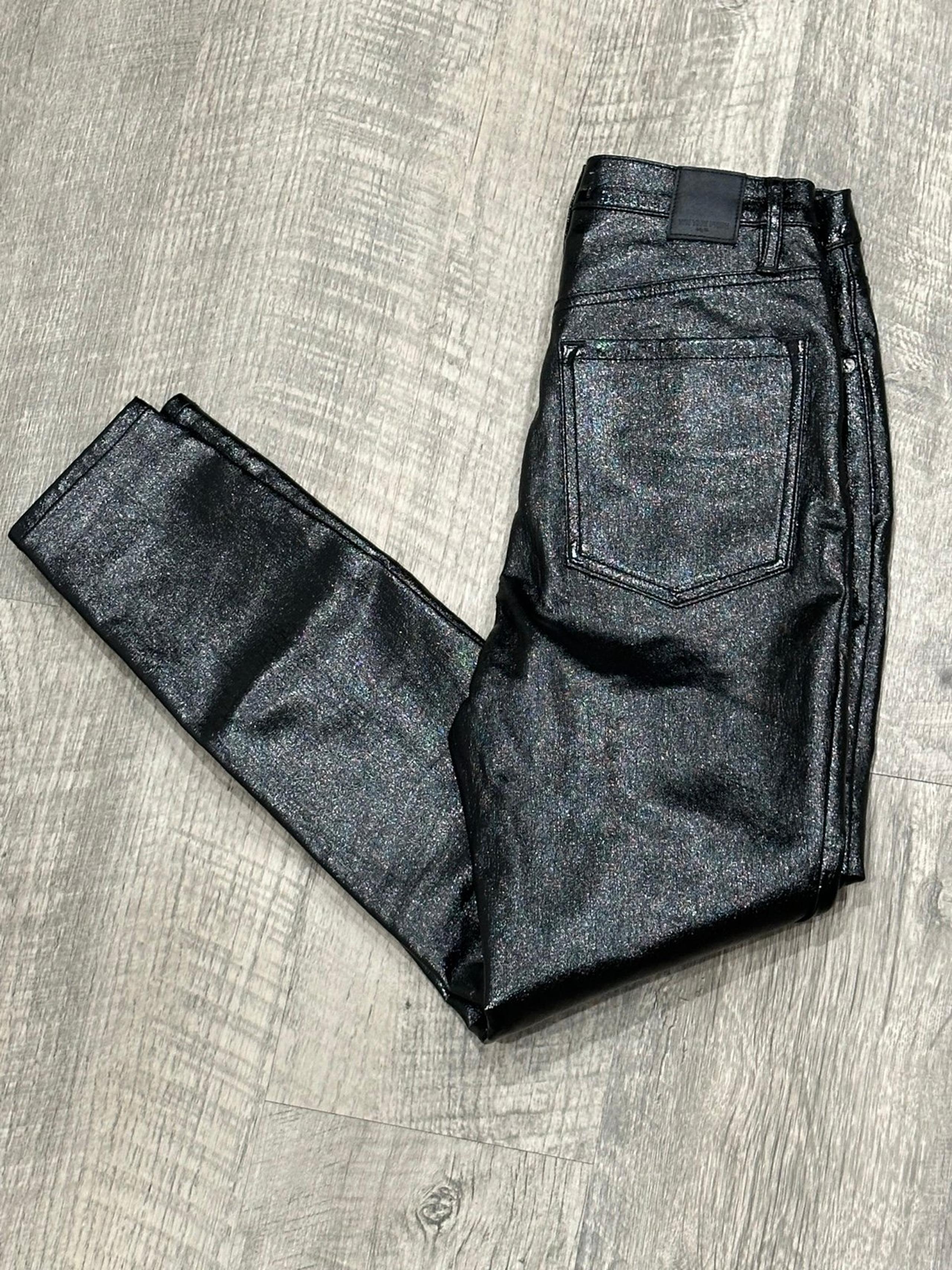 We The Free People Phoenix Coated Skinny Jeans Black 27” Waist