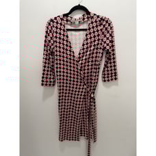 diane von furstenberg DVF Silk Wrap Red Blue Geometric Print Dress Size 4