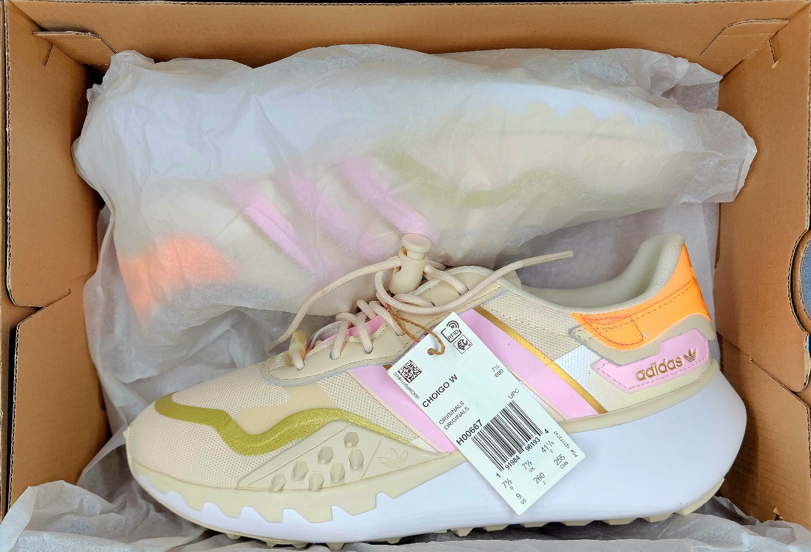 Adidas Originals Choigo Tan/Orange/Pink Sz 9 Women NIB