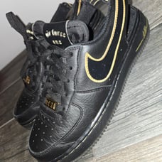 Nike Air Force 1 One VTF GS Black Metallic Gold CJ7158-001 Sz 6Y/ Women 7.5