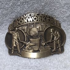 AMD Solid Brass American Iron Worker Buckle First Edition #55 Excellent Shape
