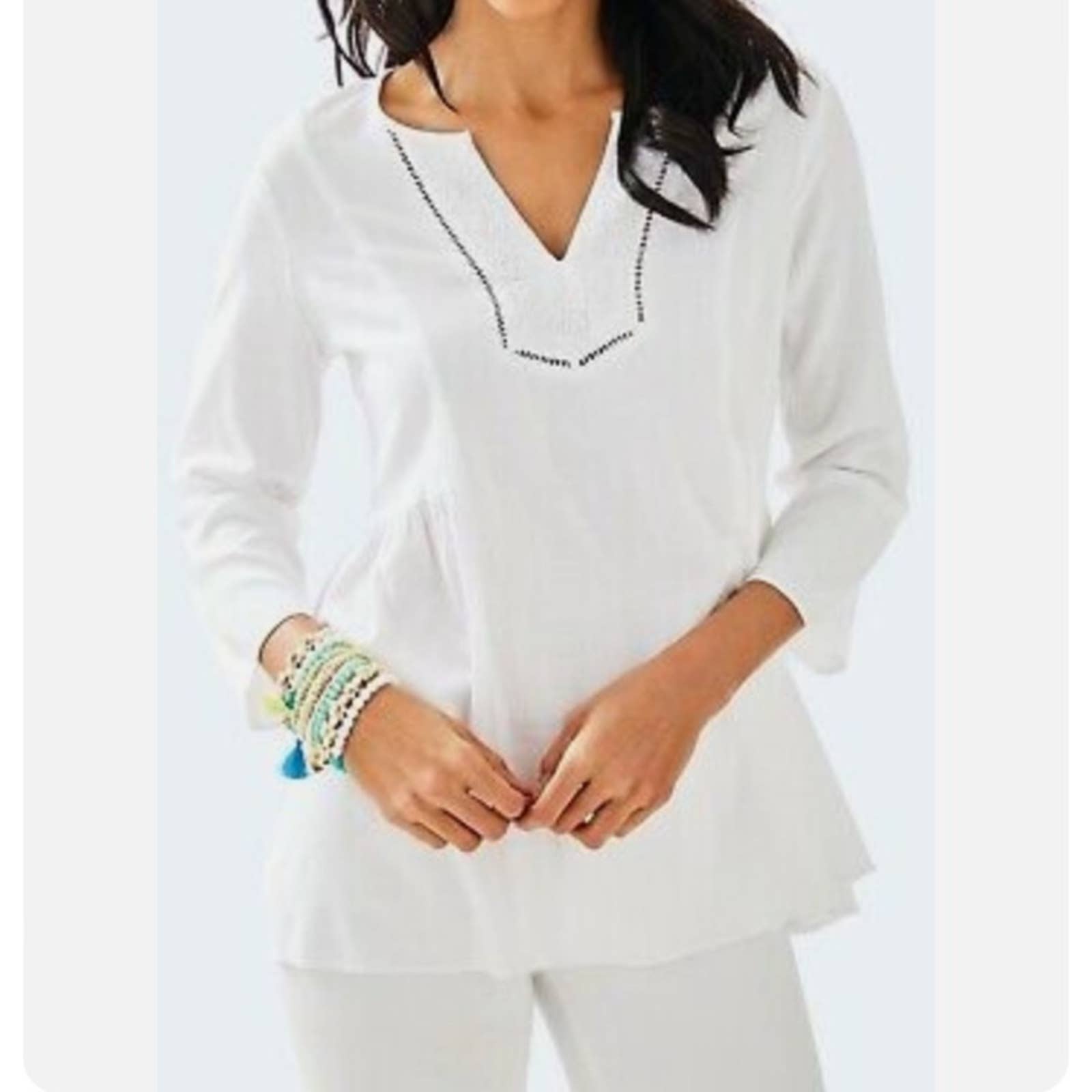LILLY PULITZER WOMENS LYNDSEA TUNIC, RESORT WHITE, NWT Sz M