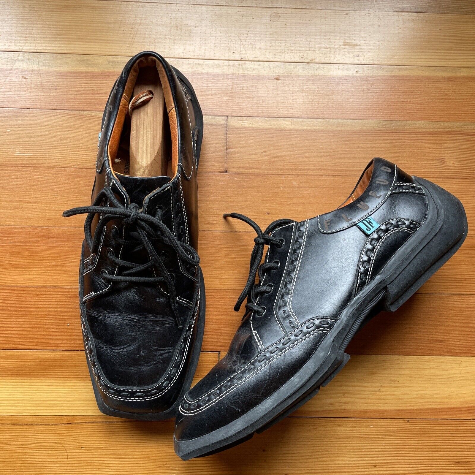 John Fluevog Future Angel Oxford Shoes Men Size 10 Black Leather Casual Dress