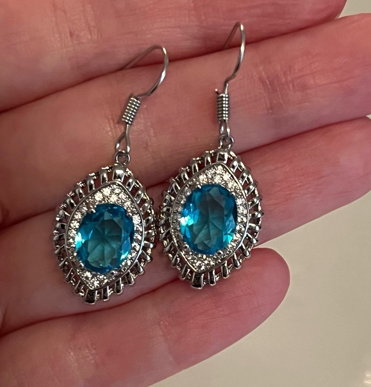Silver Aquamarine Drop Earrings