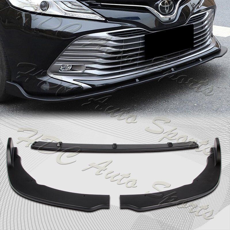 For 2018-2020 Toyota Camry Unpainted BLK Front Bumper Body Kit Spoiler Lip 3PCS