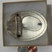 Vintage Metal Belt Buckle, Silver and Brass, Covered Wagon, Chuck Wagon, Nice