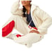 NWT Free People Movement Women's Cuddle Up Jogger Cream Red Size Small Soft Cozy