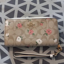 Coach Long Zip Around Wallet In Signature Canvas Floral