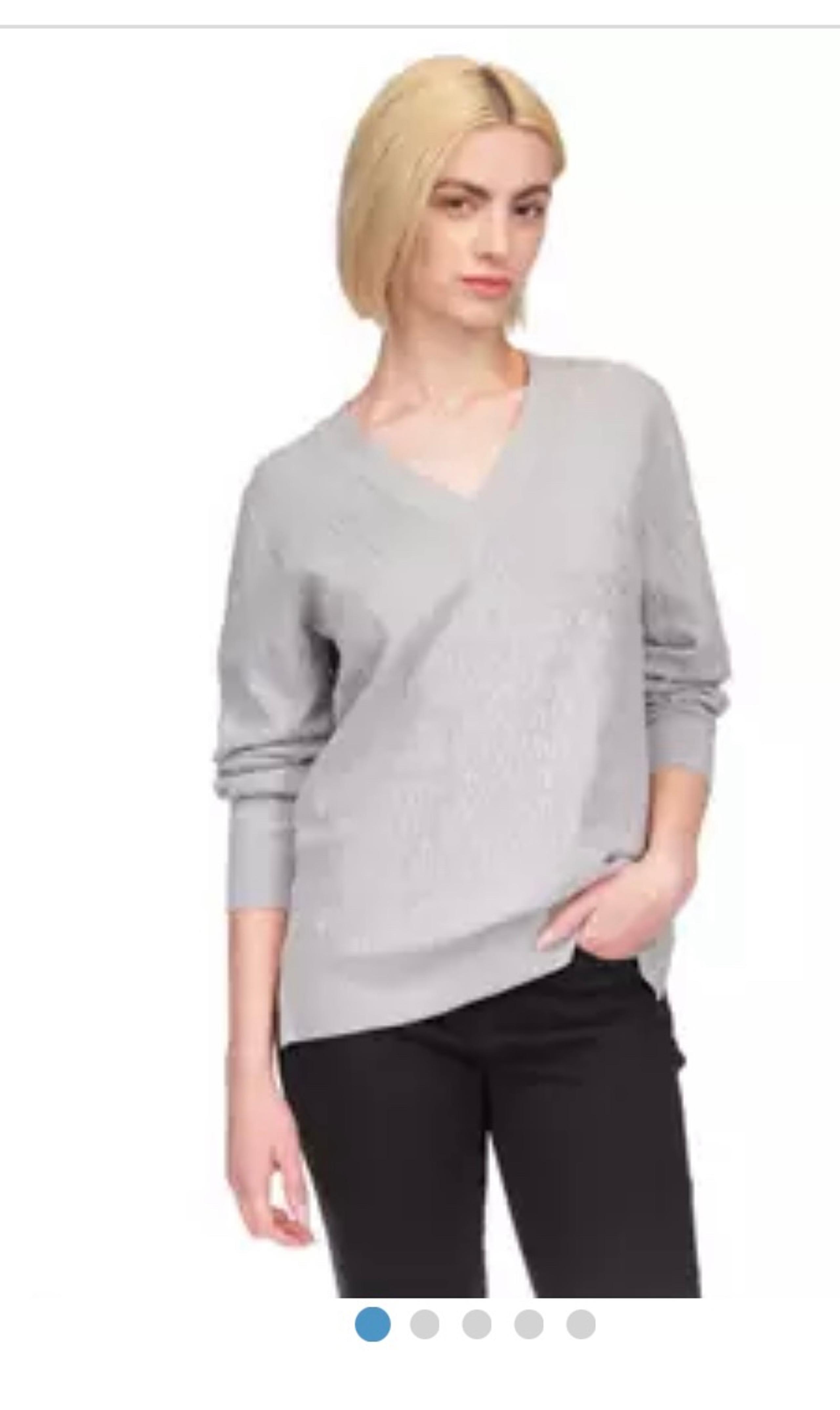 Michael Kors Logo Women's Long Sleeve V-Neck Sweater Silver size M  new