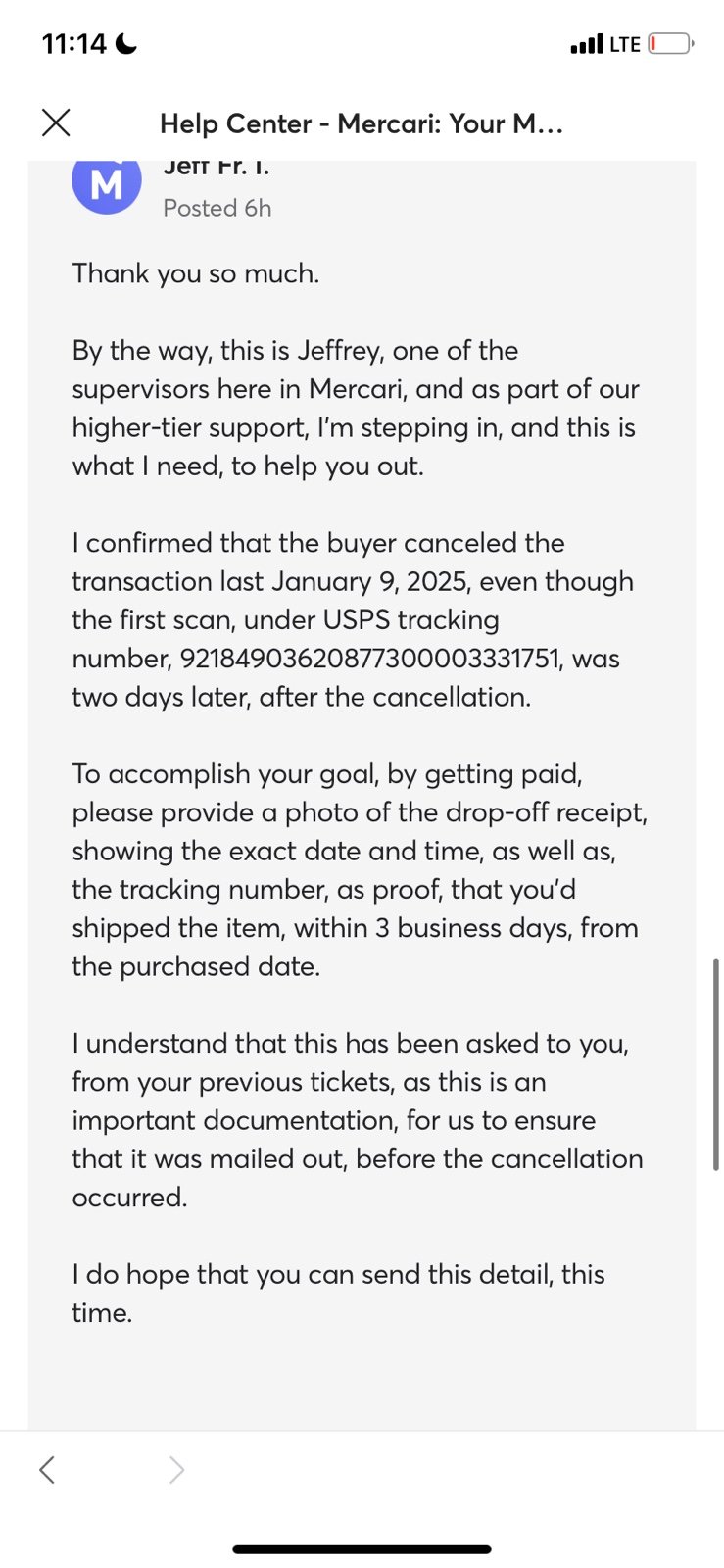 Merkariii sends supervisor and he gives me the run around