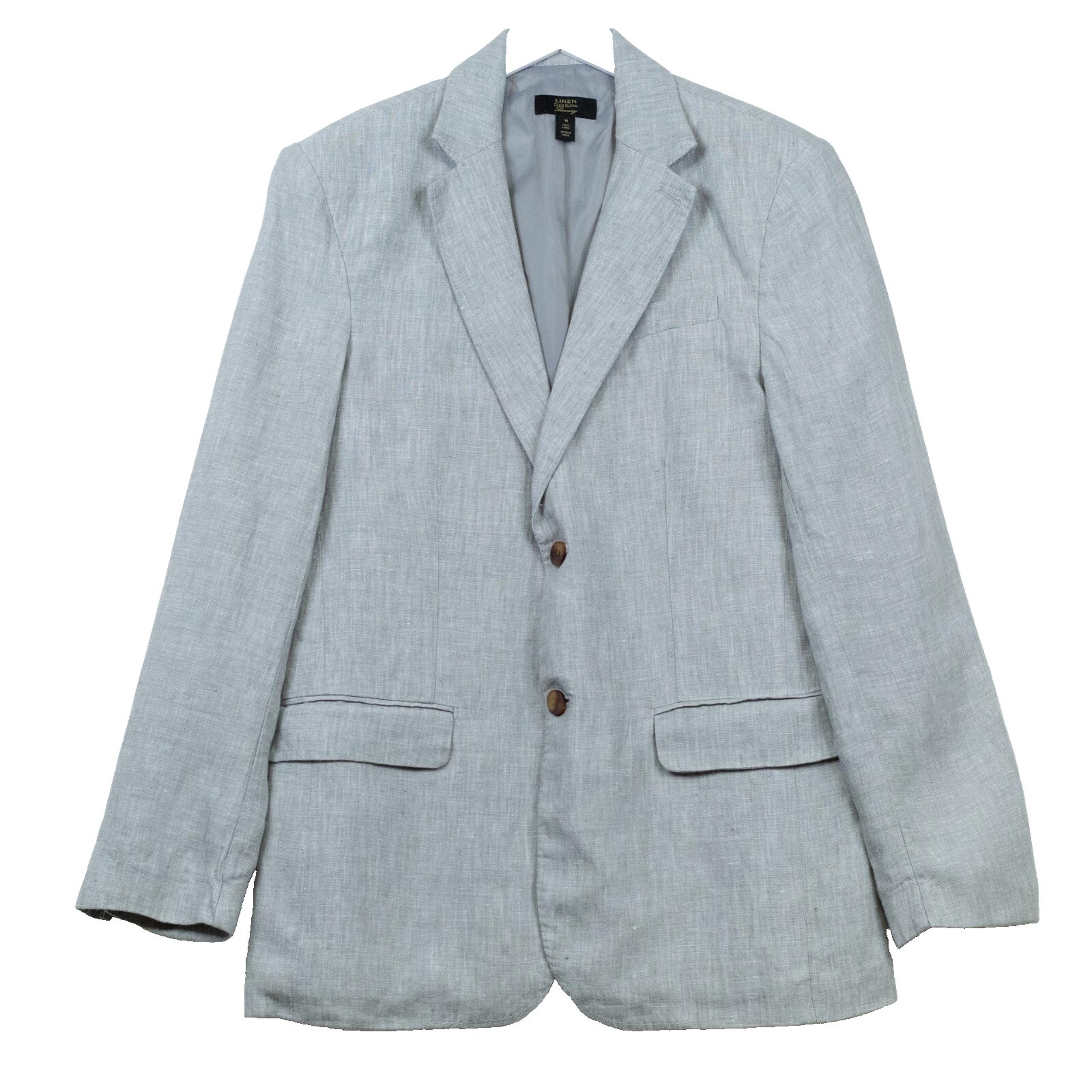 CLUB ROOM Linen Blazer Sport Coat Jacket Light Gray Chambray Unlined Mens Sz M