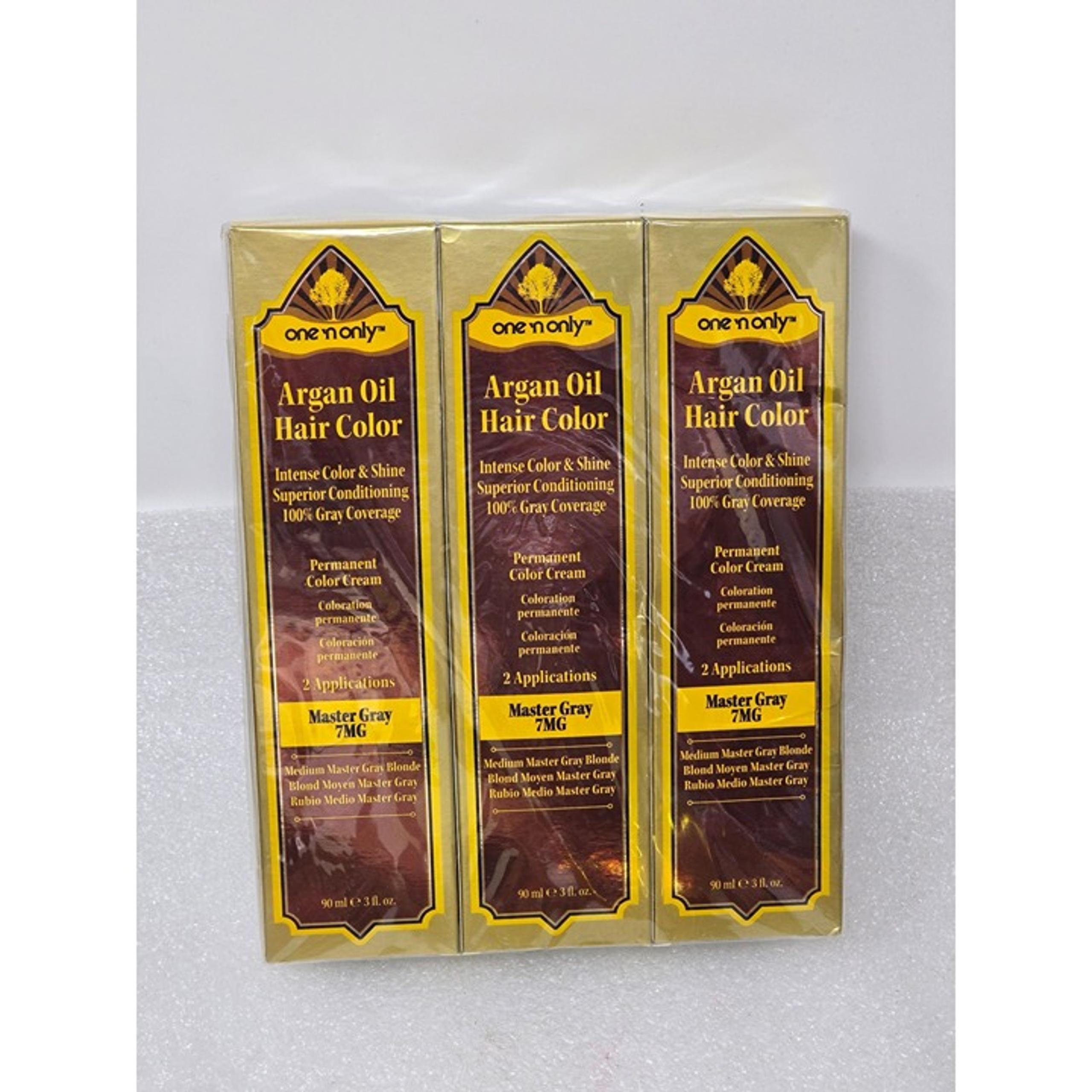 One N Only Argan Oil Hair Color Master Gray 7MG Permanent Dye 3-Pack