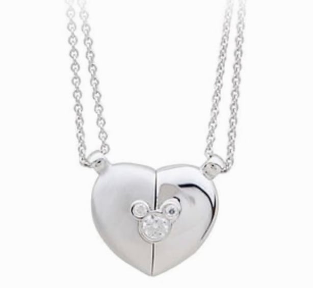 RARE-Stunning Disney Necklace - Petra Azar Mickey Mouse Heart Necklace - Silver