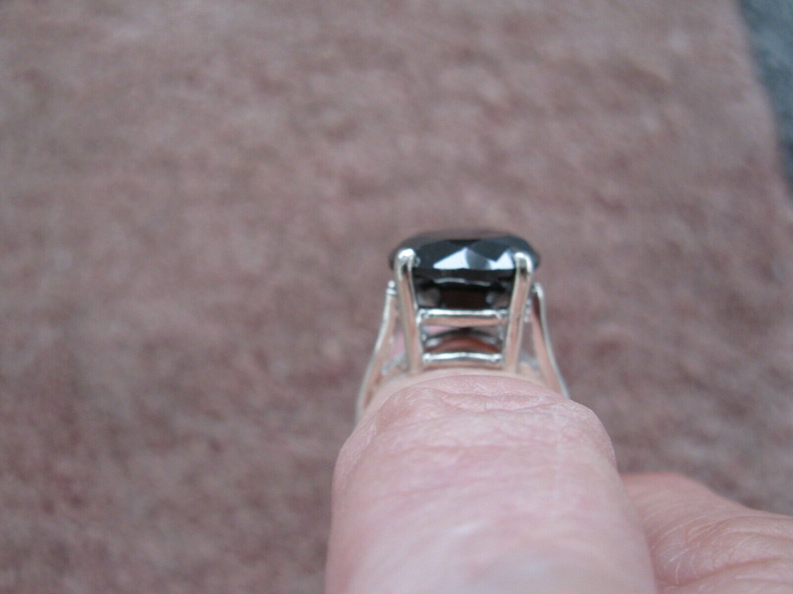 5.80ct 100% NATURAL BLACK DIAMOND RING *CERTIFICATE*F REE DIAMOND TESTER Size 10