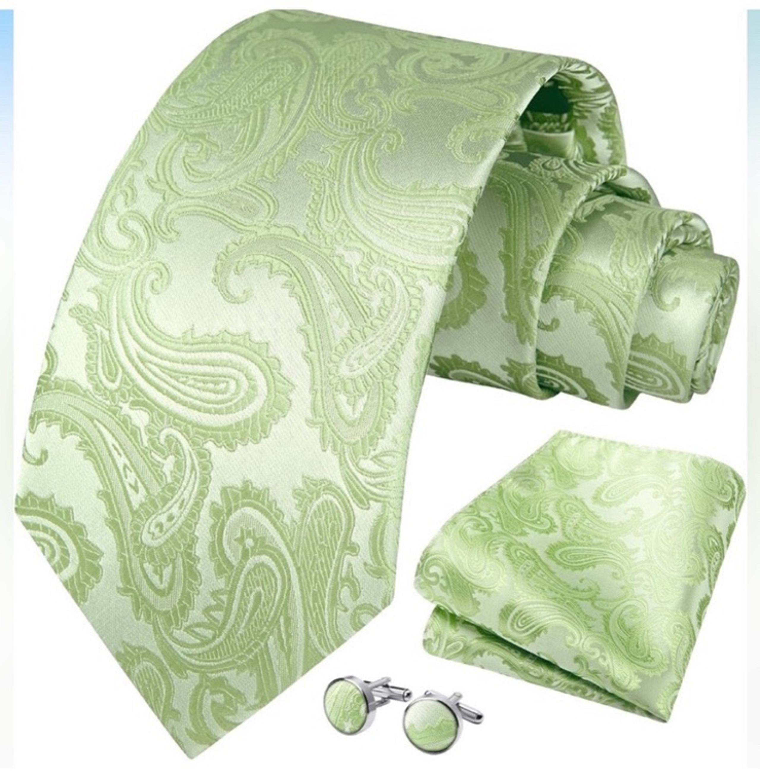 Men’s Paisley Tie And Pocket Square Cufflinks Set Classic Woven Floral Necktie