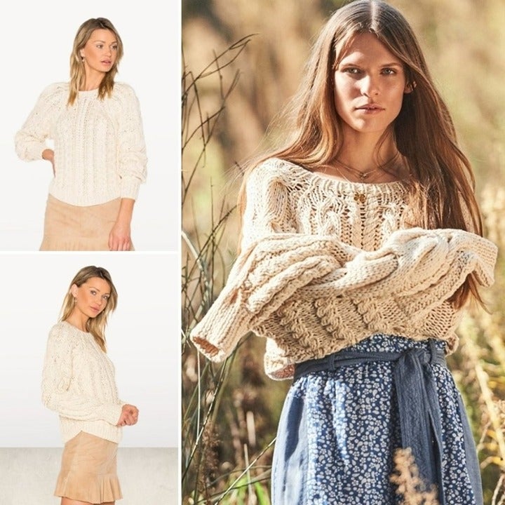 NWT! ULLA JOHNSON NIVA Chunky Cable Knit Sweater Size Small