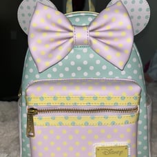 LOUNGEFLY DISNEY MINNIE MOUSE PASTEL POLKA DOT MINI BACKPACK~ TAGS~ NEW~ BOW~