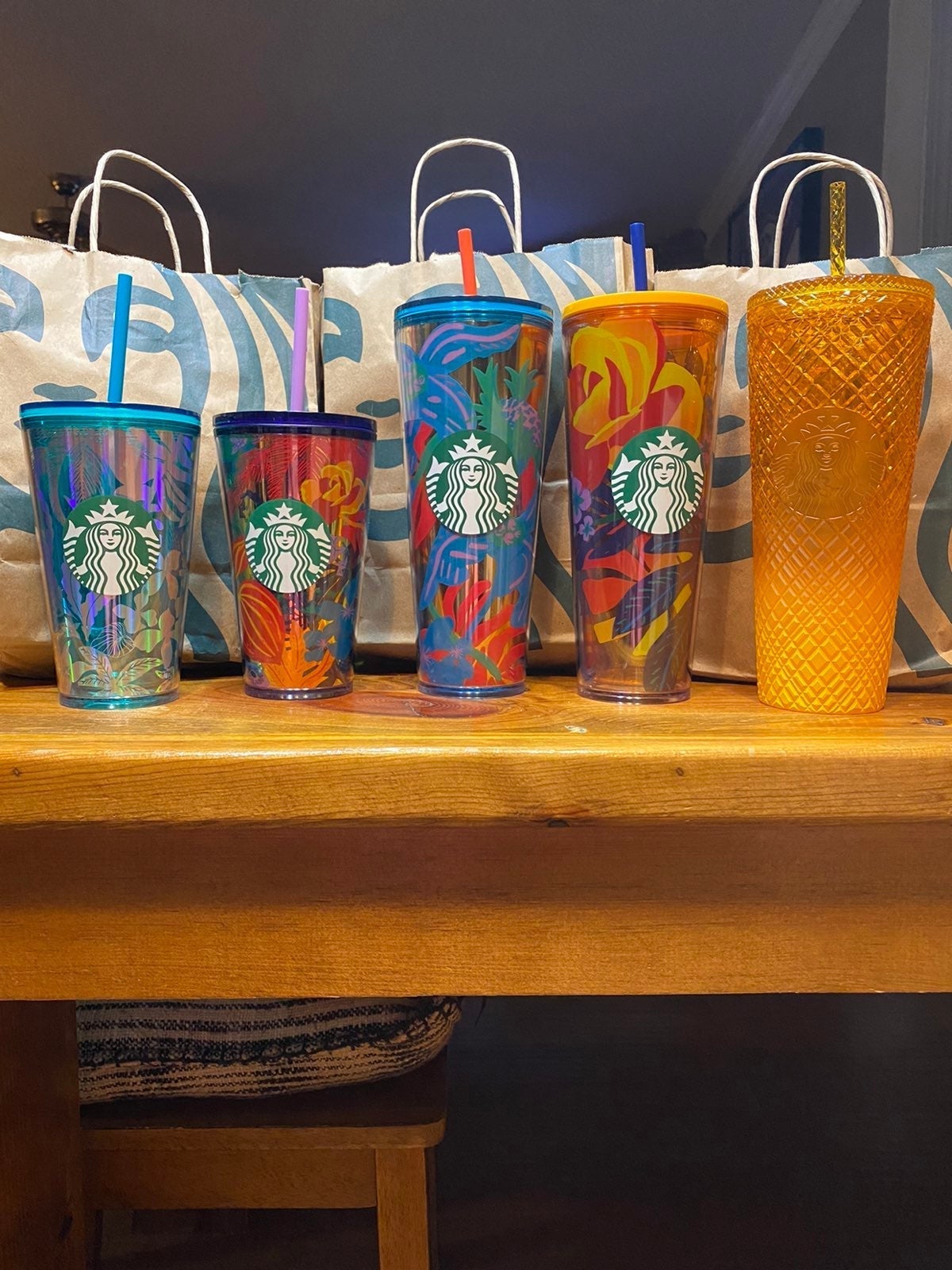 Starbucks Tumblers NWT earliy Summer Release 5 cups in all Jewel Mango and lots