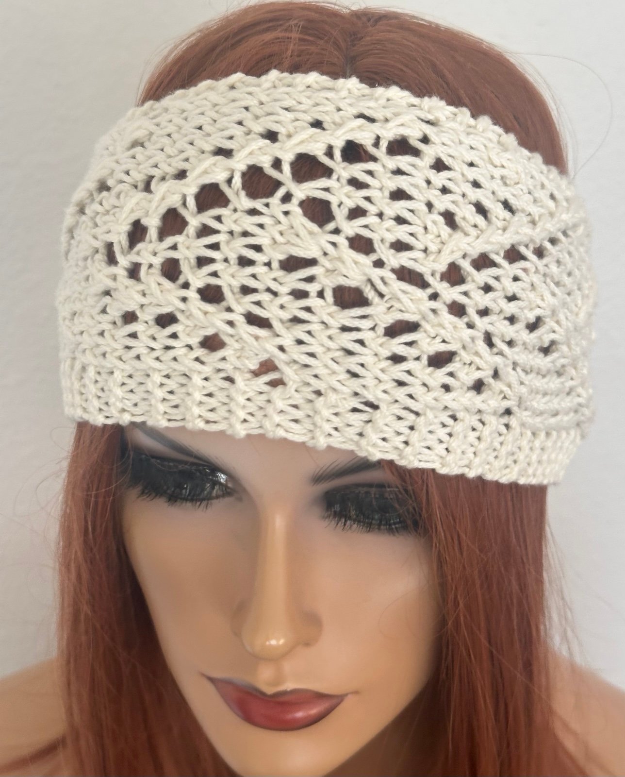 Hand Knits 2 Love Headband Bandana Headwrap Decorative Lace Bow Pearls Designer