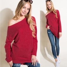 NEW Beautiful Red Asymmetric Hem Off Shoulder Top