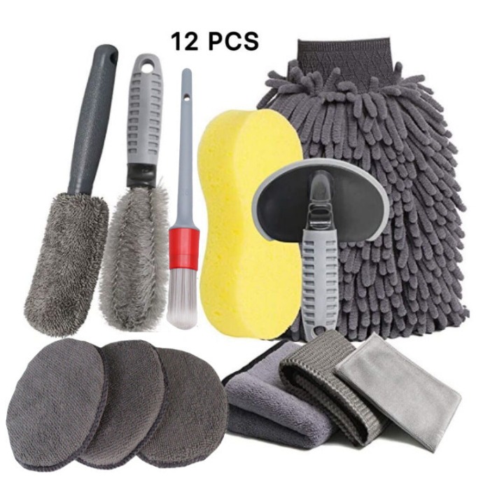 12-piece Set Of Tire Brushes, Double Hub Brushes, And Car Wash Tools