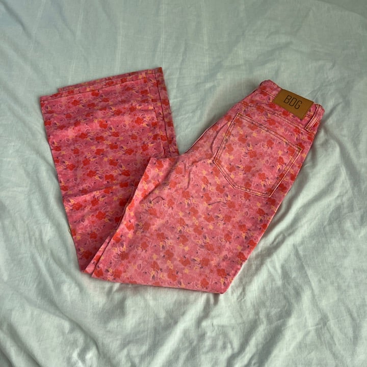 urban outfitters high rise flare floral print jeans