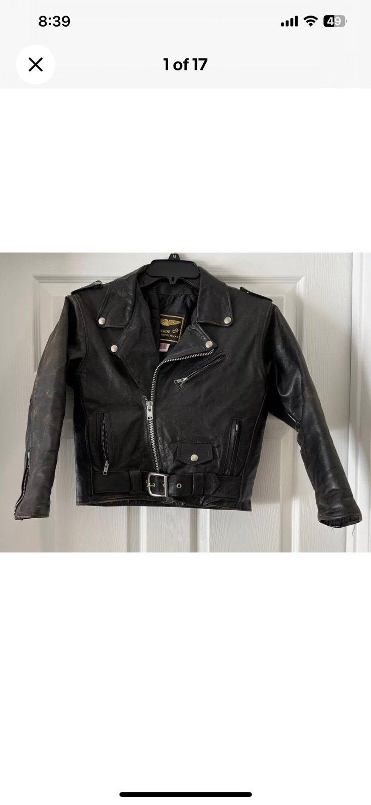 XS Womens genuine leather cropped rider jacket