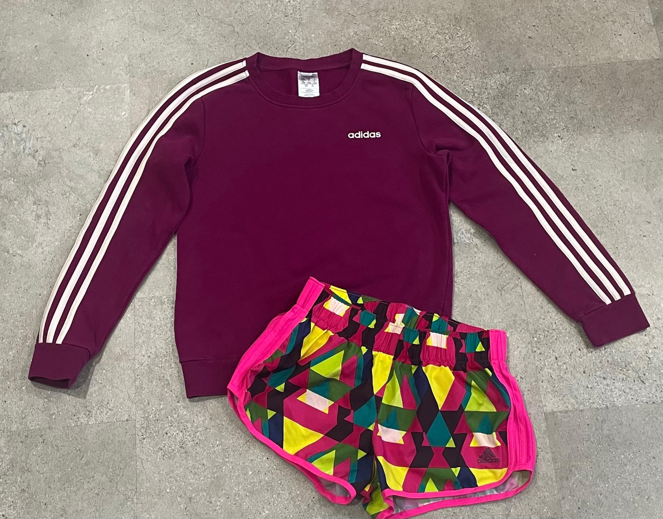 Womens ADIDAS Sweatshirt & Athletic Shorts, sz Small