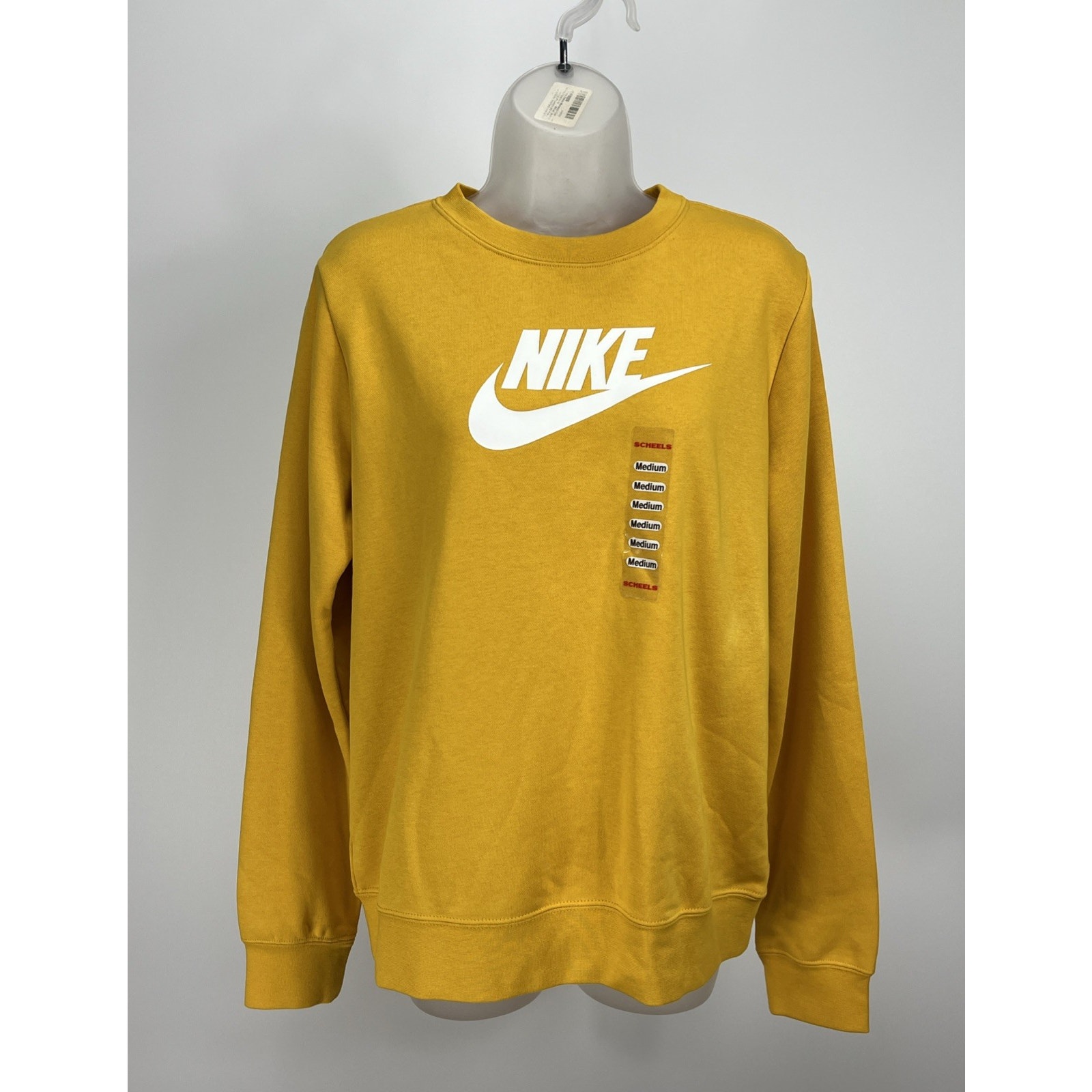 Women’s Nike Club Fleece Golden Yellow Sweatshirt Size Medium