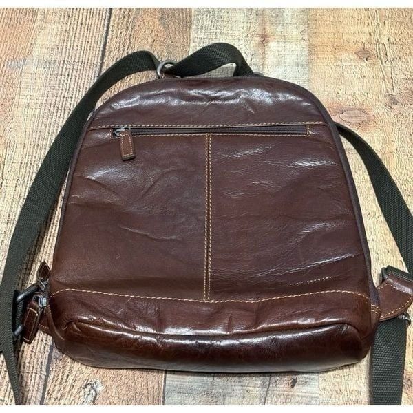Jack Georges Voyager Convertible Backpack / Crossbody Brown Leather Unisex EUC