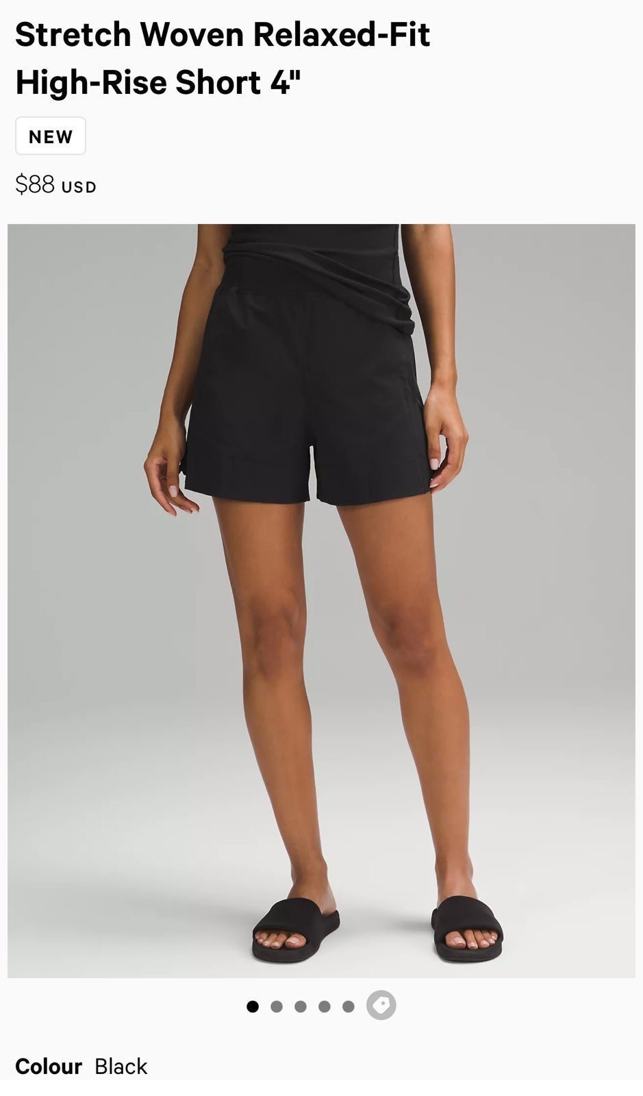 NWT Lululemon Stretch Woven Relaxed-Fit High-Rise Short 4 Black