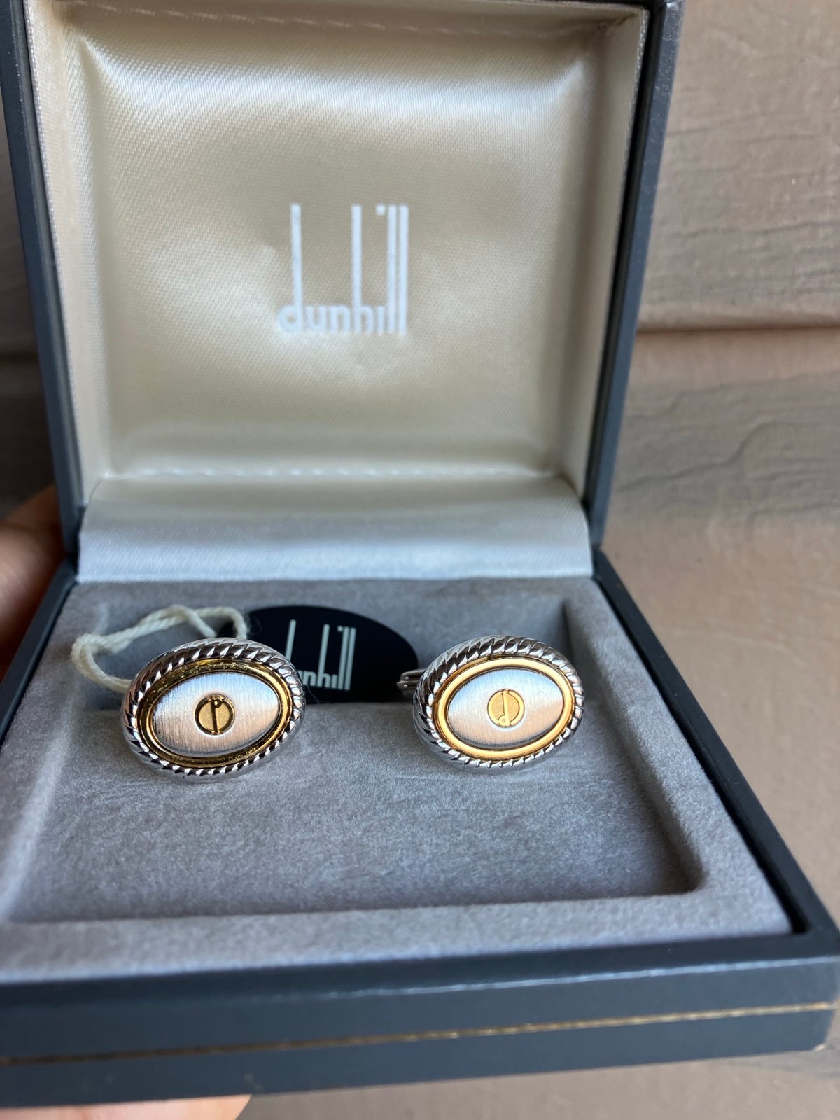 NEW/UNUSED Dunhill silver and gold tone cufflinks
