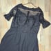 NEW Wedding Boutique Women's Black Lace Short Sleeve Formal Dress Sz 14 Back Zip