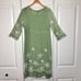 New 120% Lino Light Green Linen Dress with White Floral Embroidery Size 8