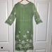 New 120% Lino Light Green Linen Dress with White Floral Embroidery Size 8