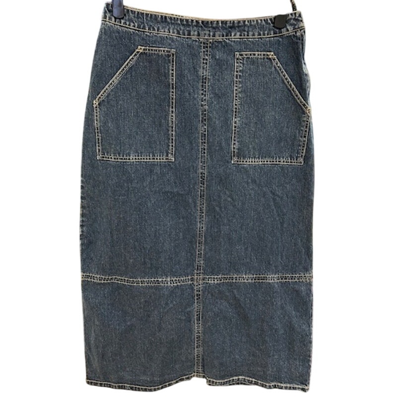GLORIA VANDERBILT Denim Vintage Cottage Prairie Utility Midi Skirt Women's 10